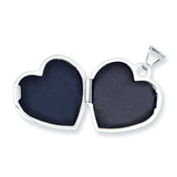 Polished Heart Shaped Locket Charm Pendant in Real 14k White Gold