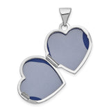 Polished Heart Shaped Locket Charm Pendant in Real 14k White Gold