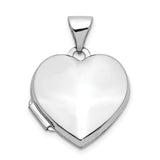 Polished Heart Shaped Locket Charm Pendant in Real 14k White Gold