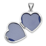 Polished Heart Shaped Reversible Floral Locket Charm Pendant in Real 14k White Gold
