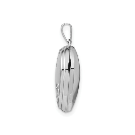 14k White Gold Heart Locket Pendant with Floral Design for Women