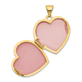14k Yellow Gold Heart Locket Pendant with Floral Scrollwork, Romantic Keepsake Jewelry