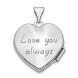 14k White Gold Heart Locket Pendant with Floral Scroll Design, Classic Romantic Keepsake for Women