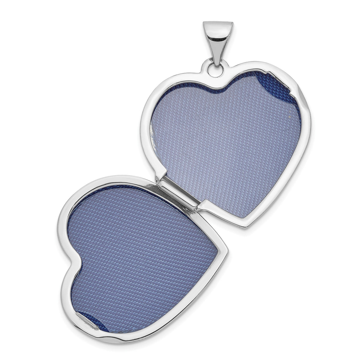 14k White Gold Heart Locket Pendant with Smooth Polished Domed Finish for Women
