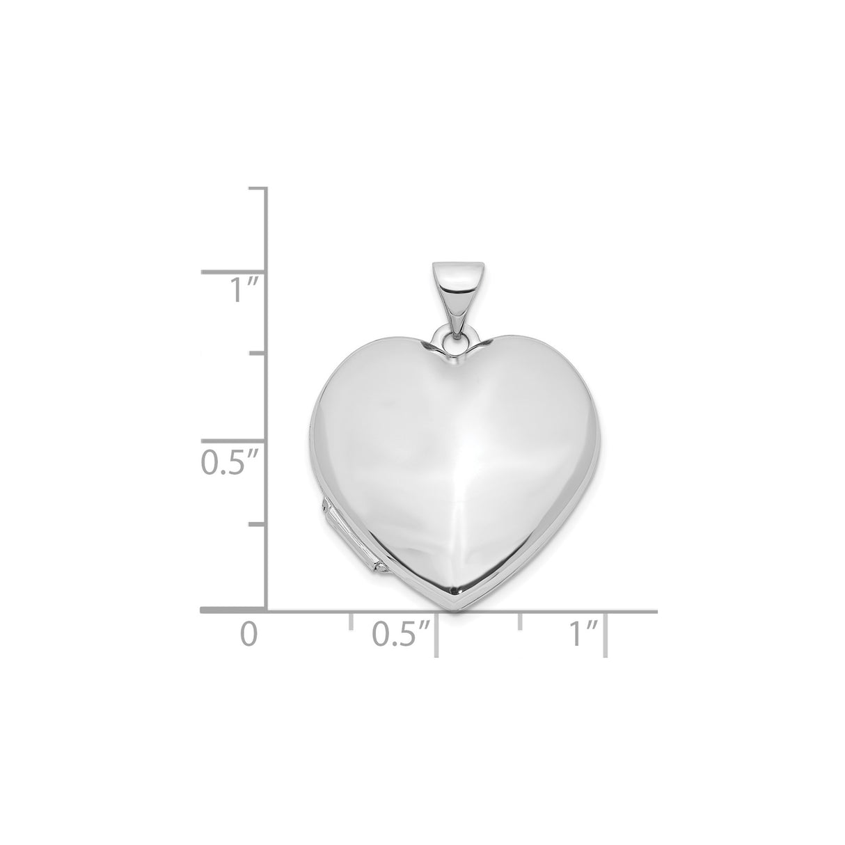 14k White Gold Heart Locket Pendant with Smooth Polished Domed Finish for Women