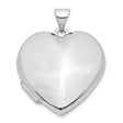 14k White Gold Heart Locket Pendant with Smooth Polished Domed Finish for Women