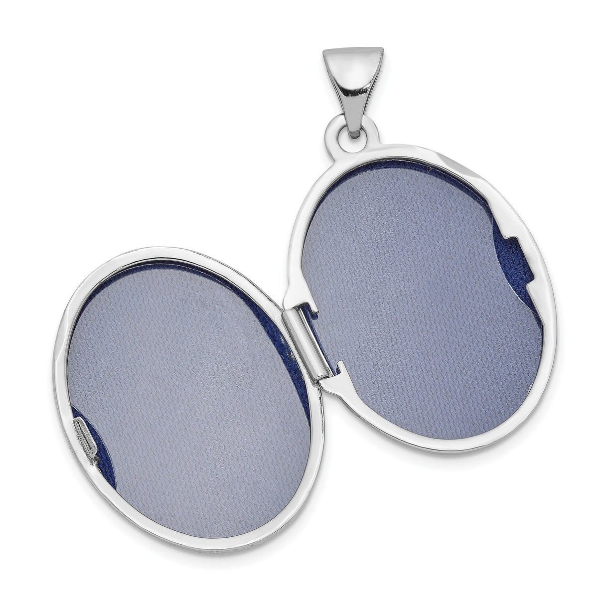 14k White Gold Oval Locket Pendant with Polished Finish, Classic Unengraved Design