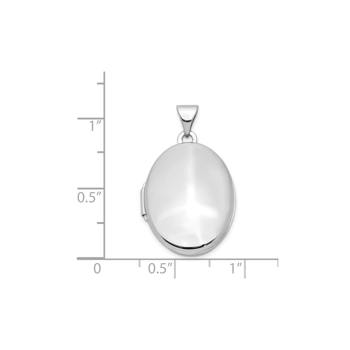 14k White Gold Oval Locket Pendant with Polished Finish, Classic Unengraved Design
