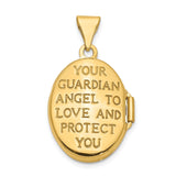 14k Two-Tone Gold Oval Locket Pendant with Guardian Angel and Star Motif