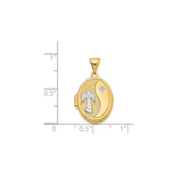 14k Two-Tone Gold Oval Locket Pendant with Guardian Angel and Star Motif