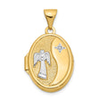 14k Two-Tone Gold Oval Locket Pendant with Guardian Angel and Star Motif