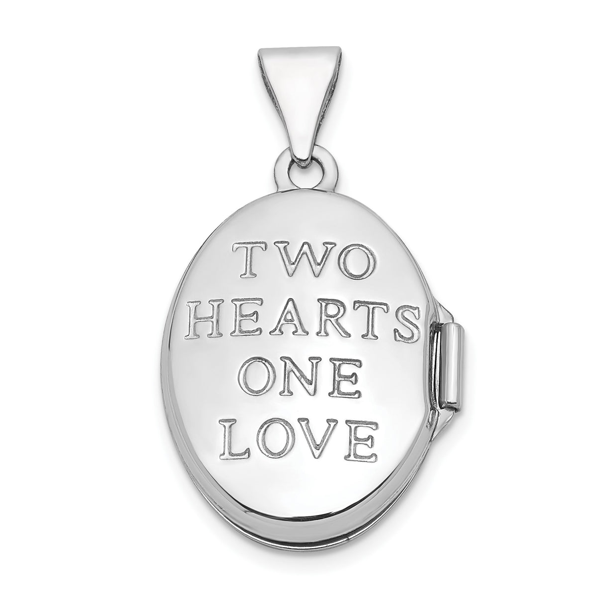 14k White Gold Oval Locket Pendant with Raised Hearts for Women