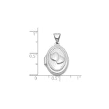 14k White Gold Oval Locket Pendant with Raised Hearts for Women