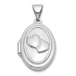 14k White Gold Oval Locket Pendant with Raised Hearts for Women