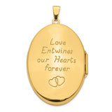 14k Yellow Gold Oval Locket Pendant with Celtic Heart Knot Design for Women