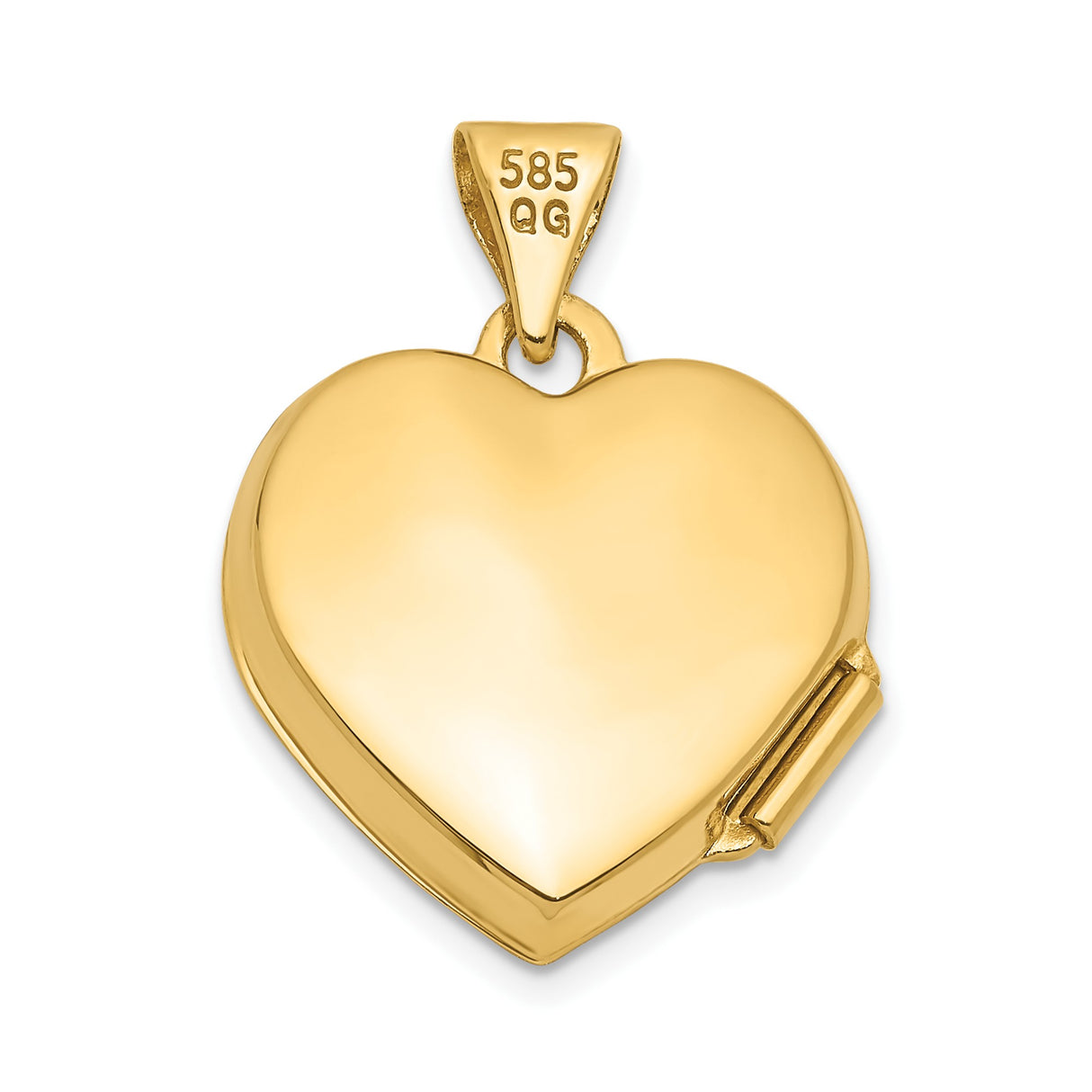 14k Yellow Gold Heart Locket Pendant, Polished Finish, Classic Keepsake Jewelry for Women