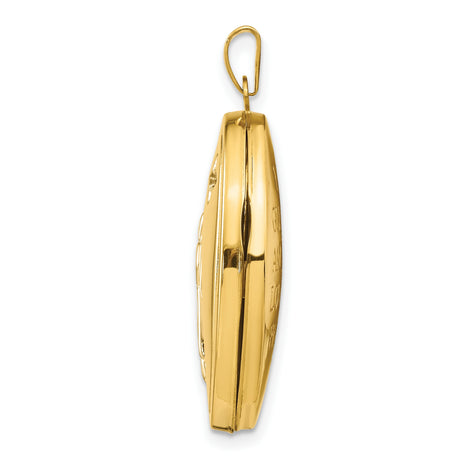 14k Yellow Gold and Rhodium Locket Pendant with Guardian Angel, Heart, and Star Accents
