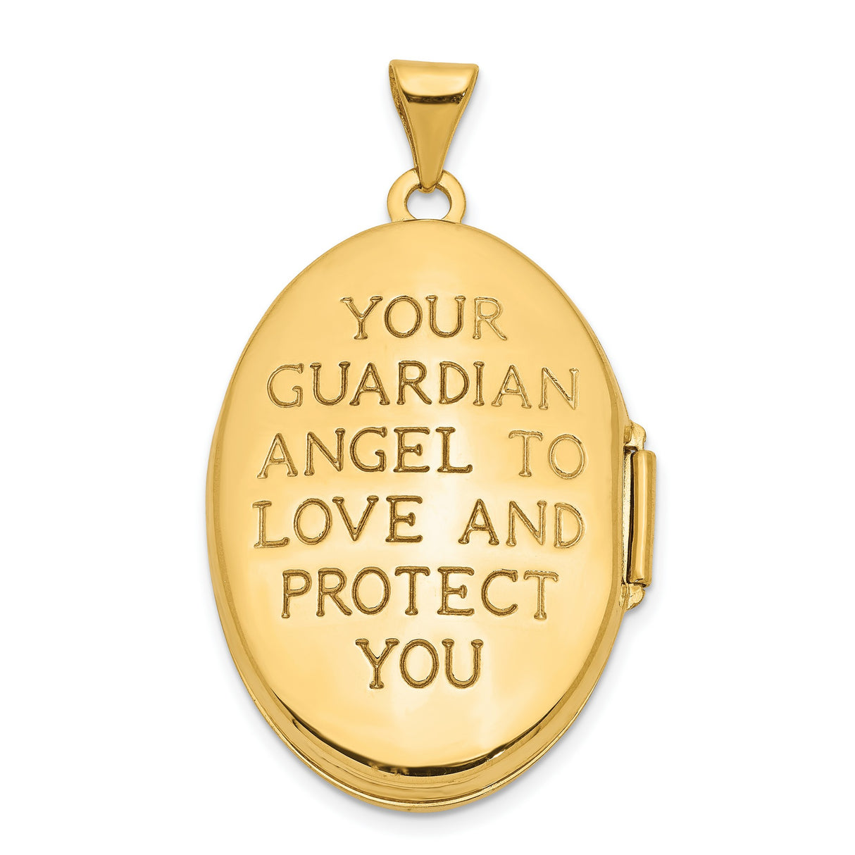 14k Yellow Gold and Rhodium Locket Pendant with Guardian Angel, Heart, and Star Accents