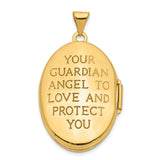 14k Yellow Gold and Rhodium Locket Pendant with Guardian Angel, Heart, and Star Accents