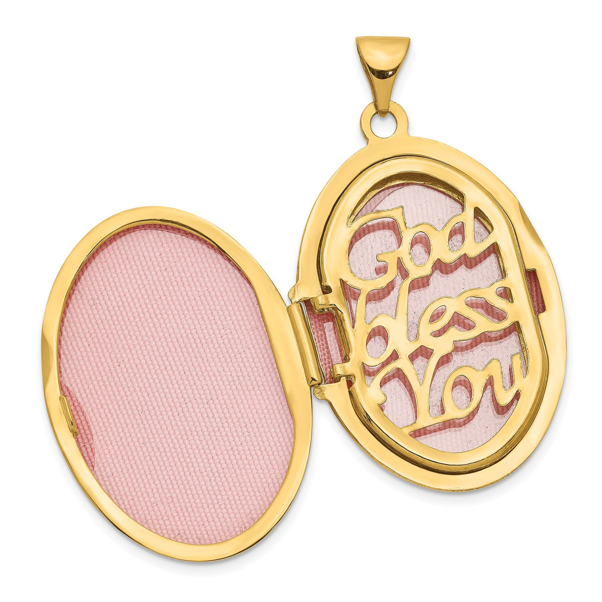 14k Yellow Gold and Rhodium Locket Pendant with Guardian Angel, Heart, and Star Accents