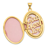 14k Yellow Gold and Rhodium Locket Pendant with Guardian Angel, Heart, and Star Accents