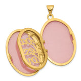 14k Yellow Gold and Rhodium Locket Pendant with Guardian Angel, Heart, and Star Accents