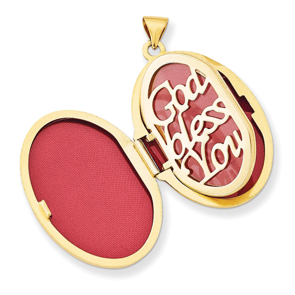 14k Yellow Gold and Rhodium Locket Pendant with Guardian Angel, Heart, and Star Accents