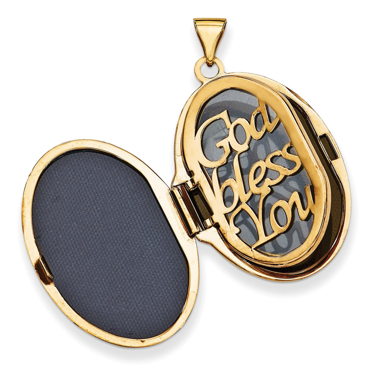 14k Yellow Gold and Rhodium Locket Pendant with Guardian Angel, Heart, and Star Accents