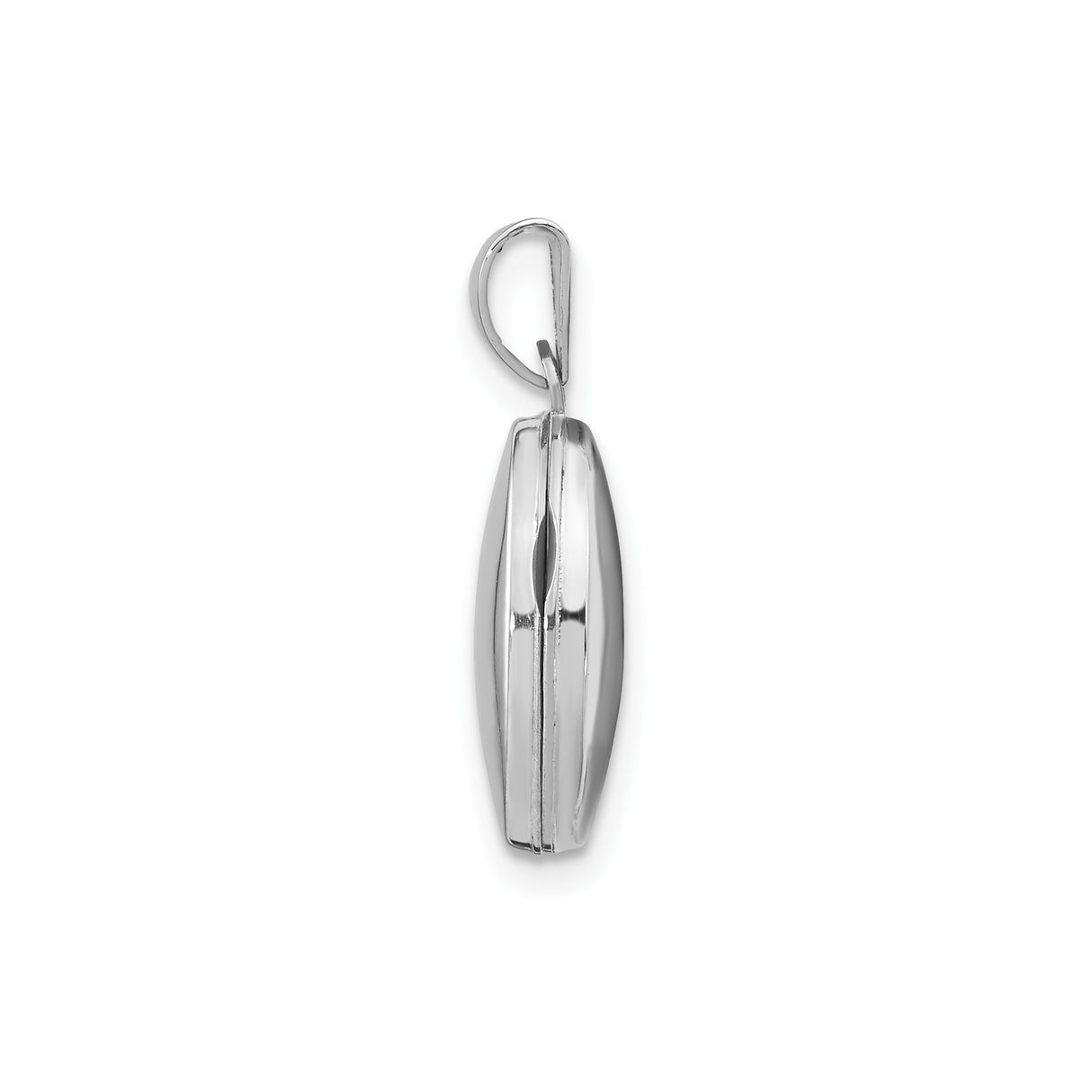 14k White Gold Oval Locket Pendant, Polished Finish, Minimalist Memory Jewelry for Women