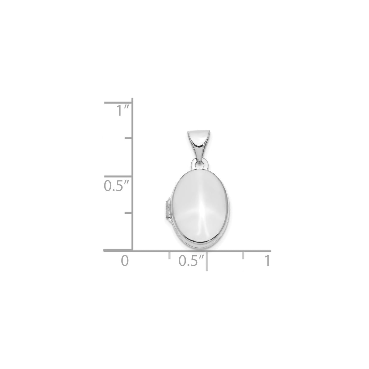 14k White Gold Oval Locket Pendant, Polished Finish, Minimalist Memory Jewelry for Women