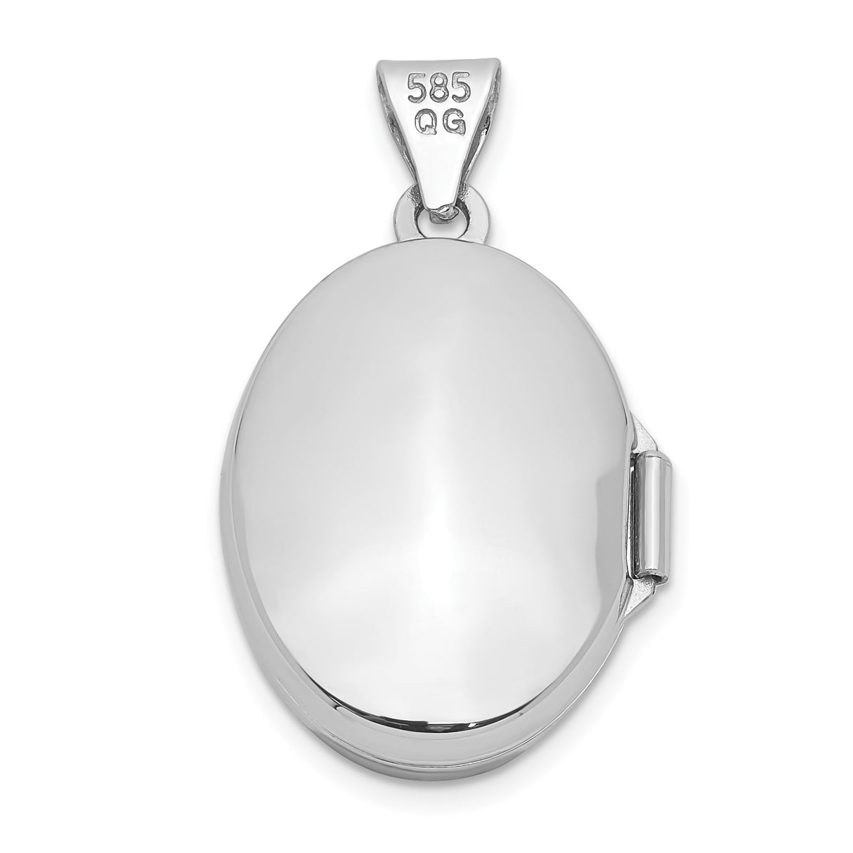 14k White Gold Oval Locket Pendant with Scrollwork Border Design
