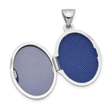 14k White Gold Oval Locket Pendant with Scrollwork Border Design