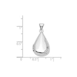 14k White Gold Teardrop Locket Pendant with Diamond Accent, Openable Keepsake Jewelry for Women