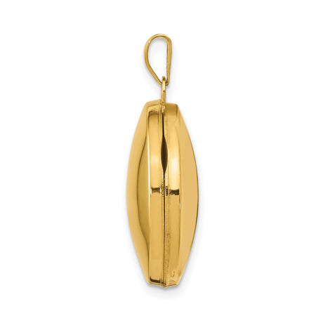 14k Yellow Gold Round Locket Pendant, Polished Domed Keepsake for Women, Minimalist Classic Style