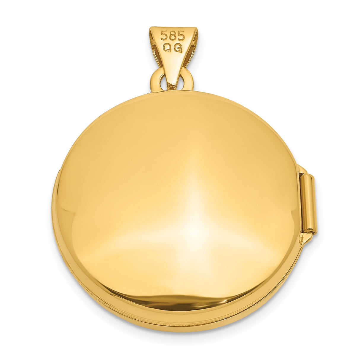 14k Yellow Gold Round Locket Pendant, Polished Domed Keepsake for Women, Minimalist Classic Style