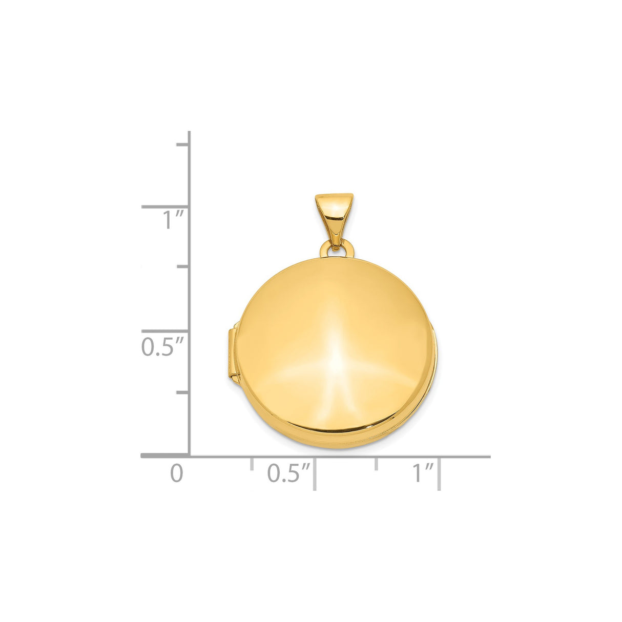 14k Yellow Gold Round Locket Pendant, Polished Domed Keepsake for Women, Minimalist Classic Style