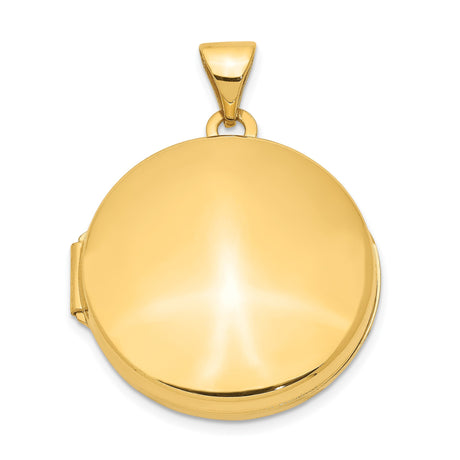 14k Yellow Gold Round Locket Pendant, Polished Domed Keepsake for Women, Minimalist Classic Style
