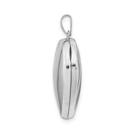 14k White Gold Heart Locket Pendant, Smooth Polished Classic Keepsake Jewelry for Women
