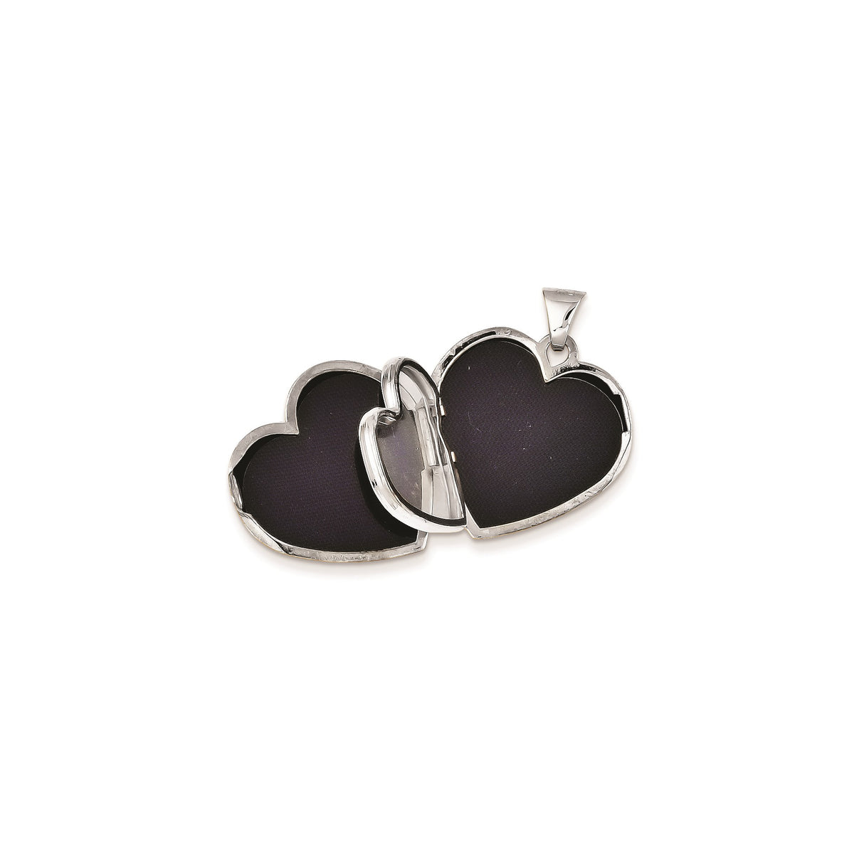 14k White Gold Heart Locket Pendant, Smooth Polished Classic Keepsake Jewelry for Women