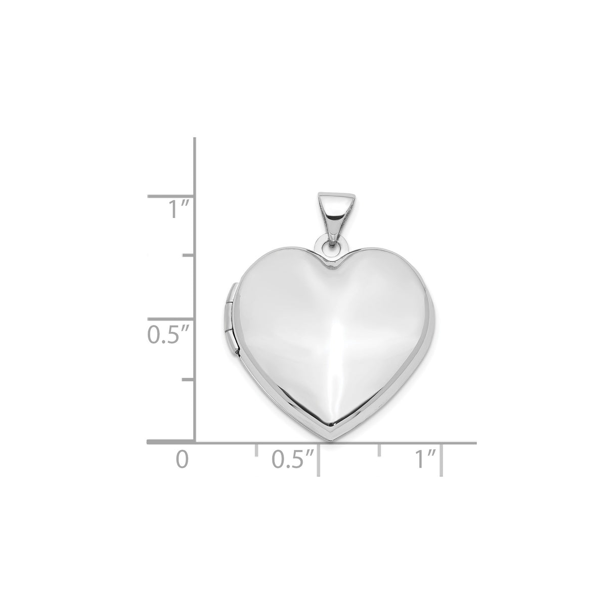 14k White Gold Heart Locket Pendant, Smooth Polished Classic Keepsake Jewelry for Women