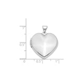 14k White Gold Heart Locket Pendant, Smooth Polished Classic Keepsake Jewelry for Women