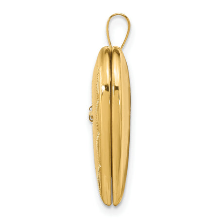 20mm Diamond Satin and Diamond-Cut Cross Heart Locket Charm Pendant in Real 14k Yellow Gold