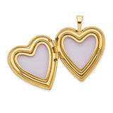 20mm Diamond Satin and Diamond-Cut Cross Heart Locket Charm Pendant in Real 14k Yellow Gold