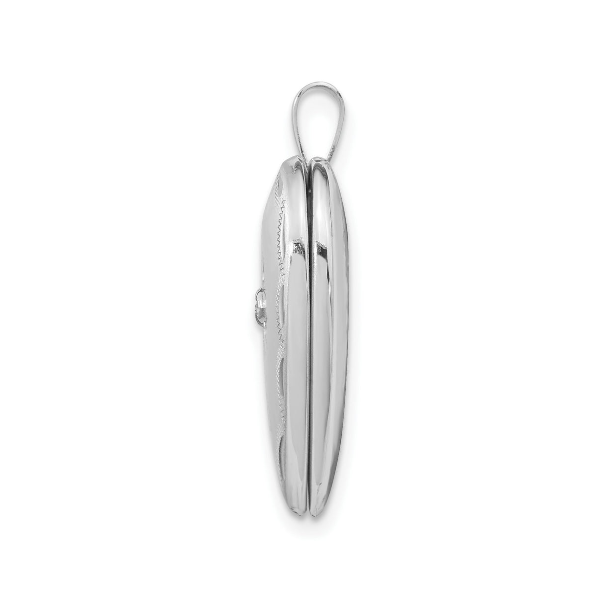 14k White Gold Heart Locket Pendant with Diamond Accent and Christian Cross Design