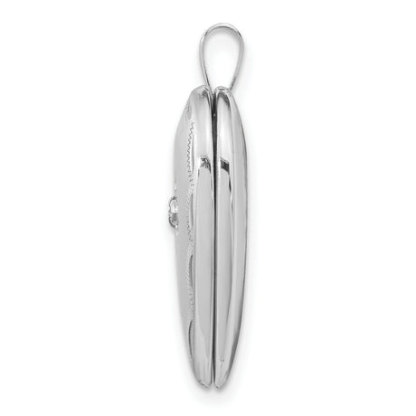 20mm Diamond Satin and Diamond-Cut Cross Heart Locket Charm Pendant in Real 14k White Gold