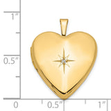 14k Yellow Gold Heart Locket Pendant with Diamond Accent, Starburst Design Keepsake Jewelry