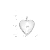 14k White Gold Heart Locket Pendant with Diamond and North Star Design