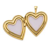 14k Yellow Gold Heart Locket Pendant with Floral Scroll Engraving, Classic Keepsake Jewelry for Women