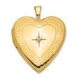 14k Yellow Gold Heart Locket Pendant with Diamond and Swirl Starburst Design for Women