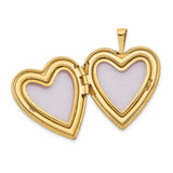 14k Yellow Gold Heart Locket Pendant with Floral Design, Vintage Romantic Jewelry for Women